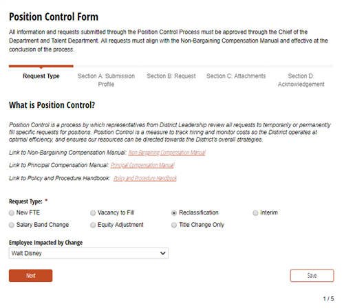 Position Control Form  